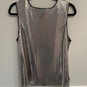 Alice + Olivia Metallic Silver Tank Top